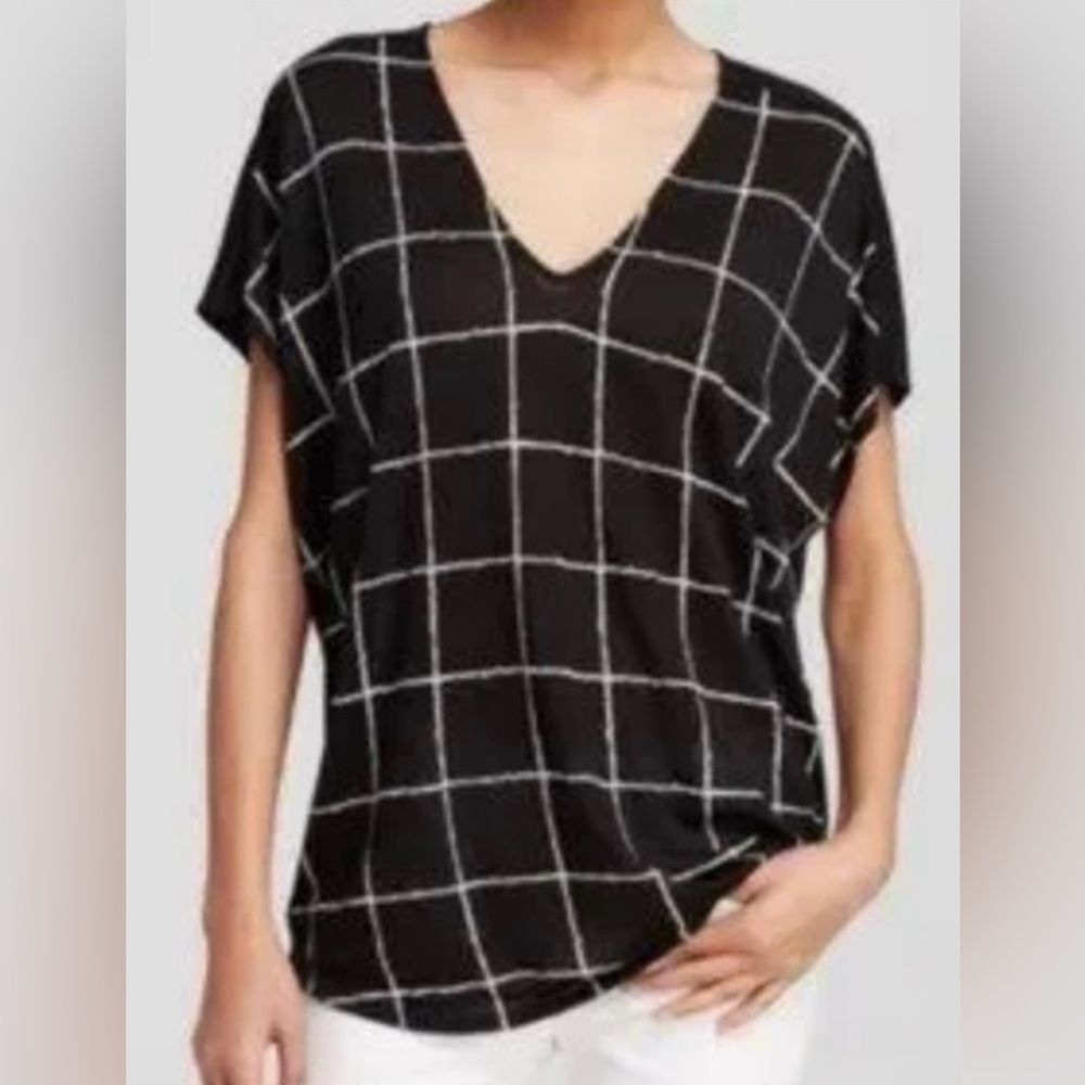 Vince Windowpane tee Black and white small - Picture 14 of 14